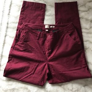 Maroon Ankle Casual Pants